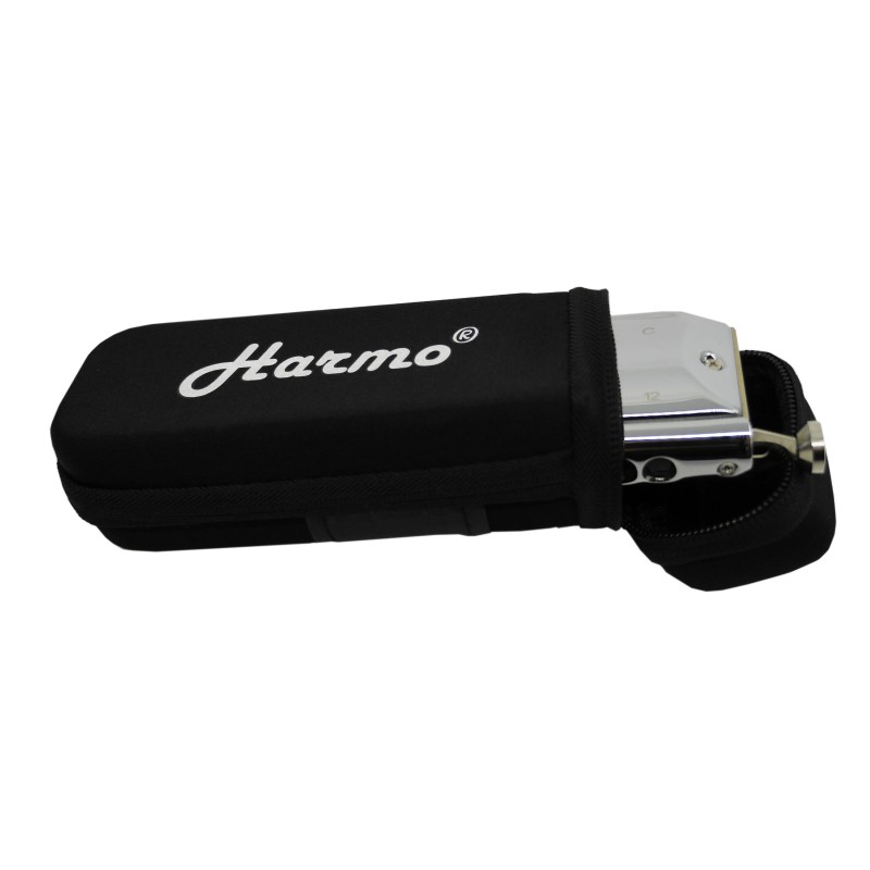 Harmonica case for 12 hole chromatic harmonica by Harmo – black zip pouch HARMO $24.90