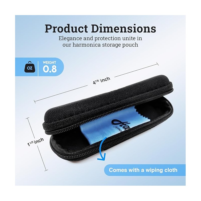 black blues harmonica pouch with zipper