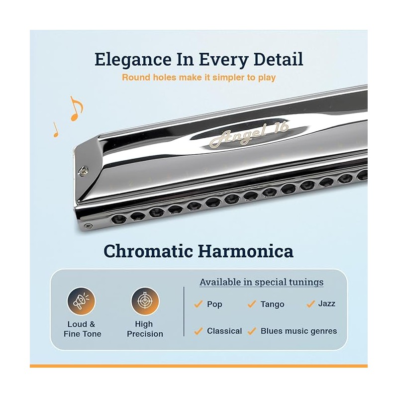 HARMO Harmo Angel 16 harmonica Harmo Chromatic Harmonicas  $179.90 designed in the us