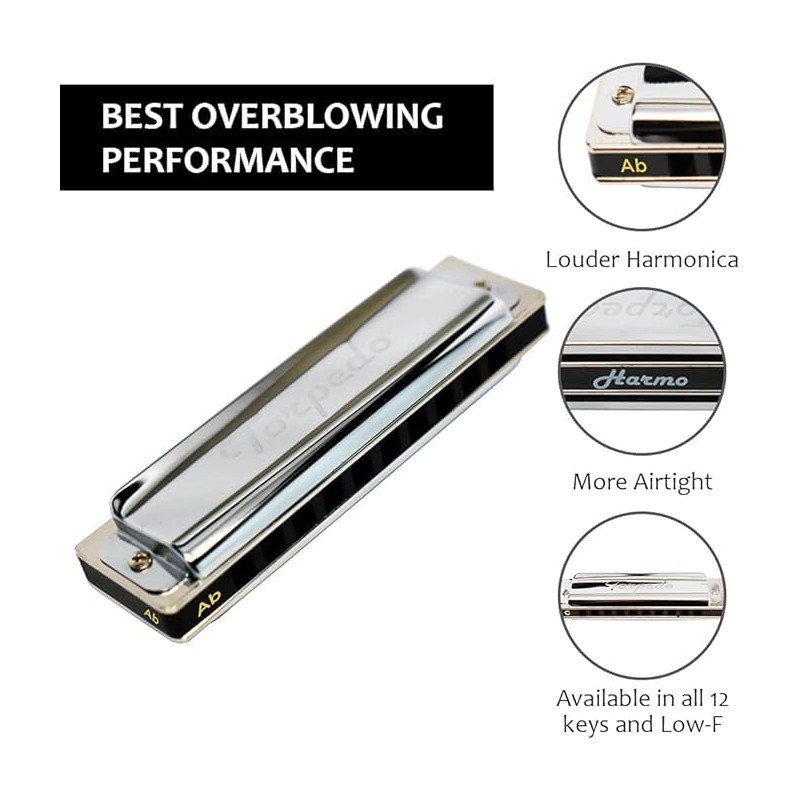 Torpedo harmo diatonic had-finished harmonica for over blows assembled in the us