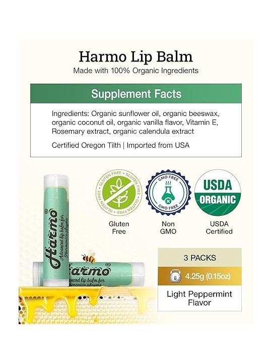 HARMO Organic Lip balm 3 pack Lipbalm  $11.97