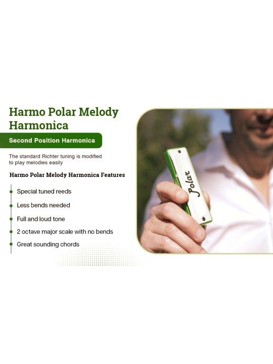 Harmo Polar Melody harmonica for Pop, Rock, Americana, Major songs easy playing no bends