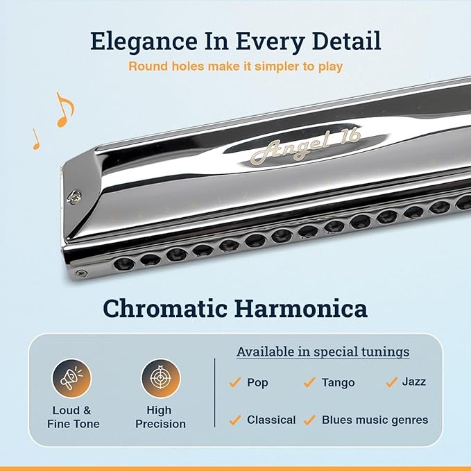 HARMO Harmo Angel 16 harmonica Harmo Chromatic Harmonicas $179.90 designed in the us